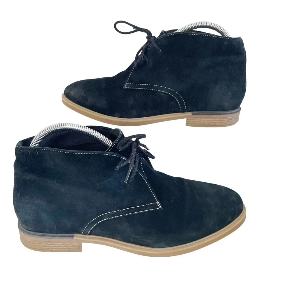 Hush Puppies Bailey Women's Chukka Ankle Boots Black Suede Size 11 Lace Up
